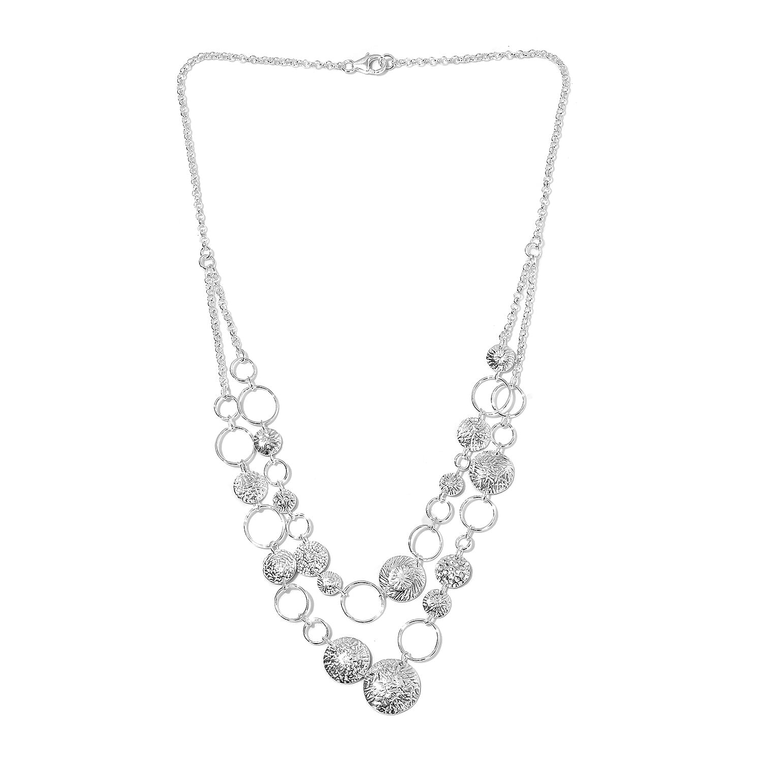 Designer Inspired - 3 Piece Set - Sterling Silver Necklace (Size 18), Ring and Earrings (with Push Back), Silver wt. 30.00 Gms