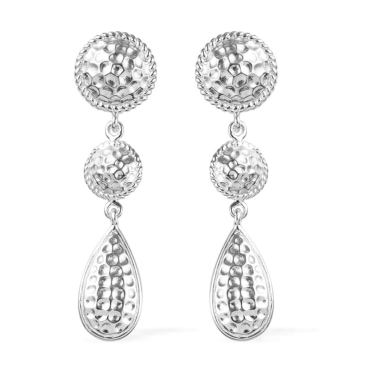 Designer Inspired - 3 Piece Set - Sterling Silver Necklace (Size 18), Ring and Earrings (with Push Back), Silver wt. 30.00 Gms