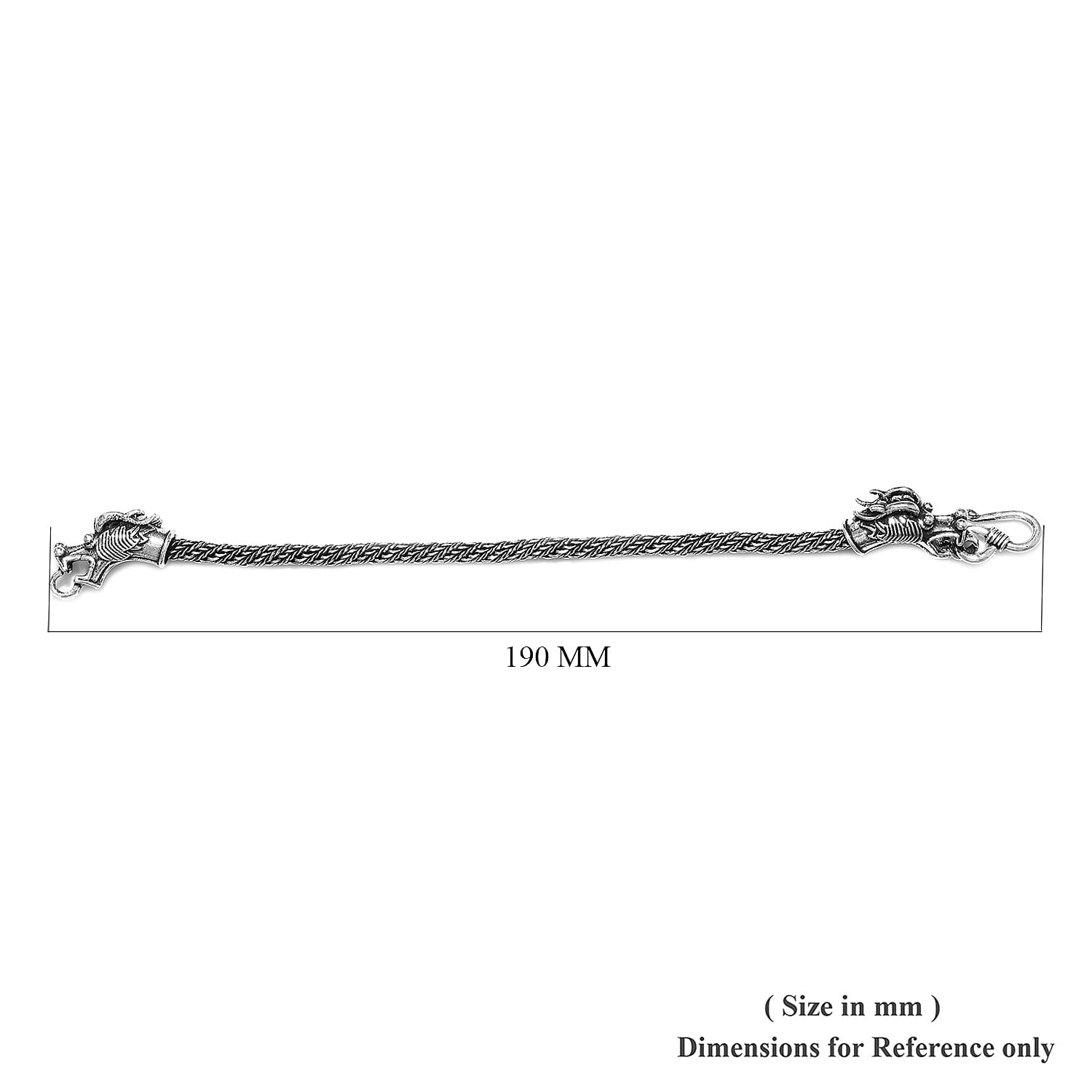 Royal Bali Collection- Sterling Silver Dragon Head Bracelet (Size 7.5), Silver wt 27.34 Gms