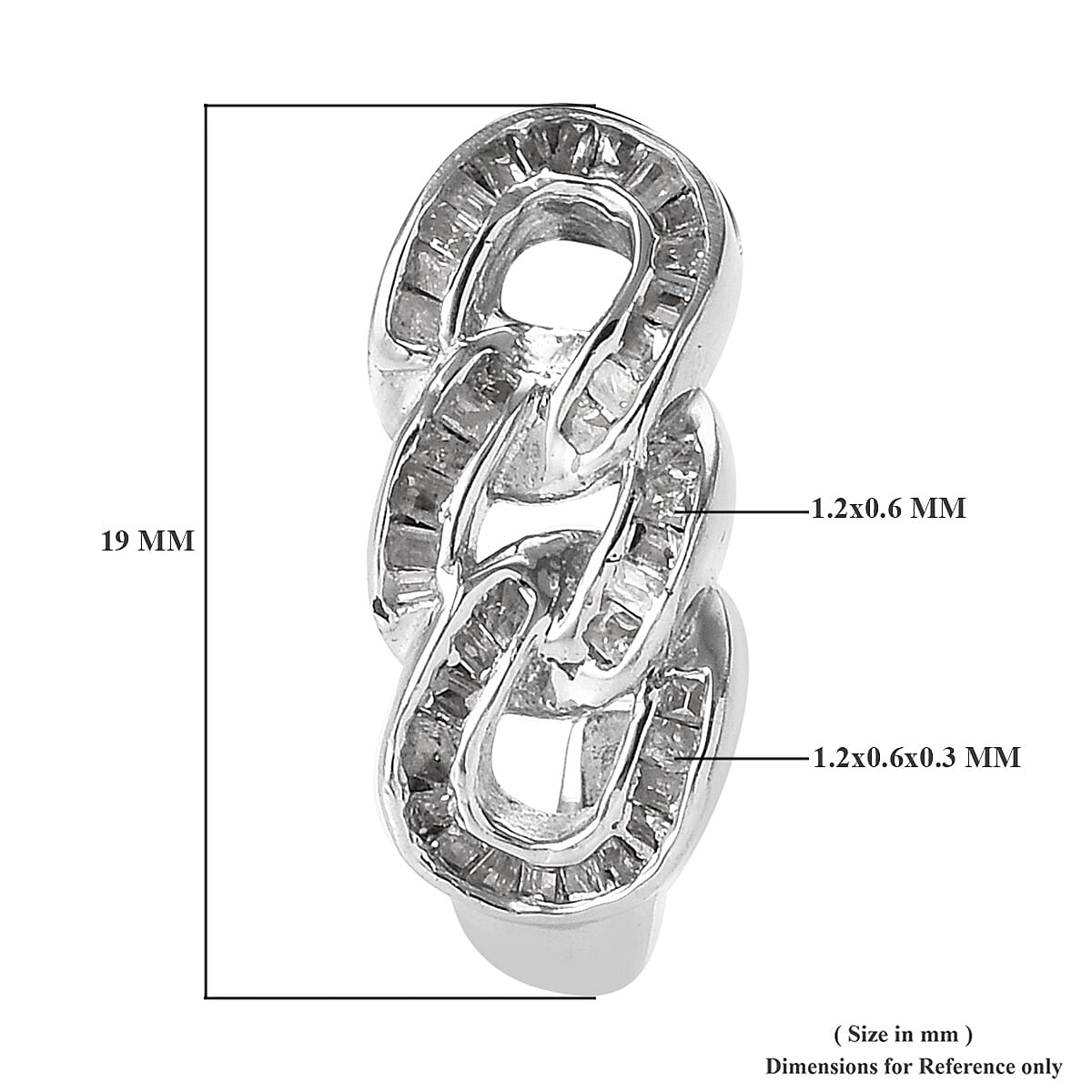 Diamond (Bgt) Curb Link Earrings (with Push Back) in Platinum Overlay Sterling Silver 0.33 Ct, Number of Diamond 112