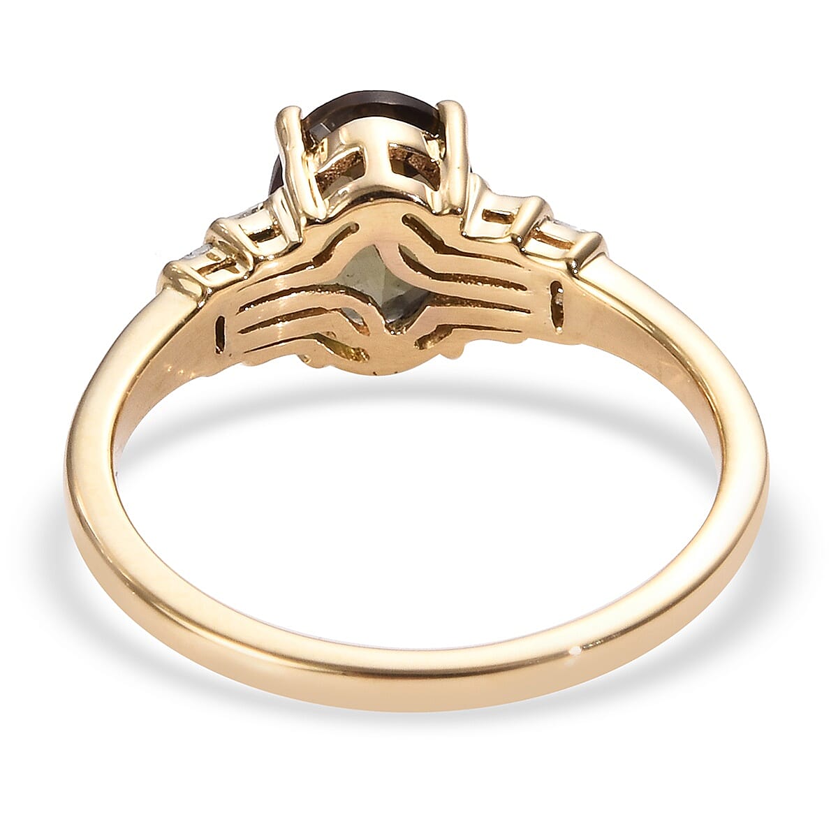 Close Out Deal- 14K Yellow Gold AAA Brazilian Andalusite (Ovl 8x6 mm), Diamond Ring 1.35 Ct.