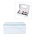 Marble Glass Jewellery Storage Box with Inside Mirror, 7 Ring Rows, 4 Necklace Hook with Pouch and 4 Sections (Size 21x13x8.5 Cm) - White Magnesite
