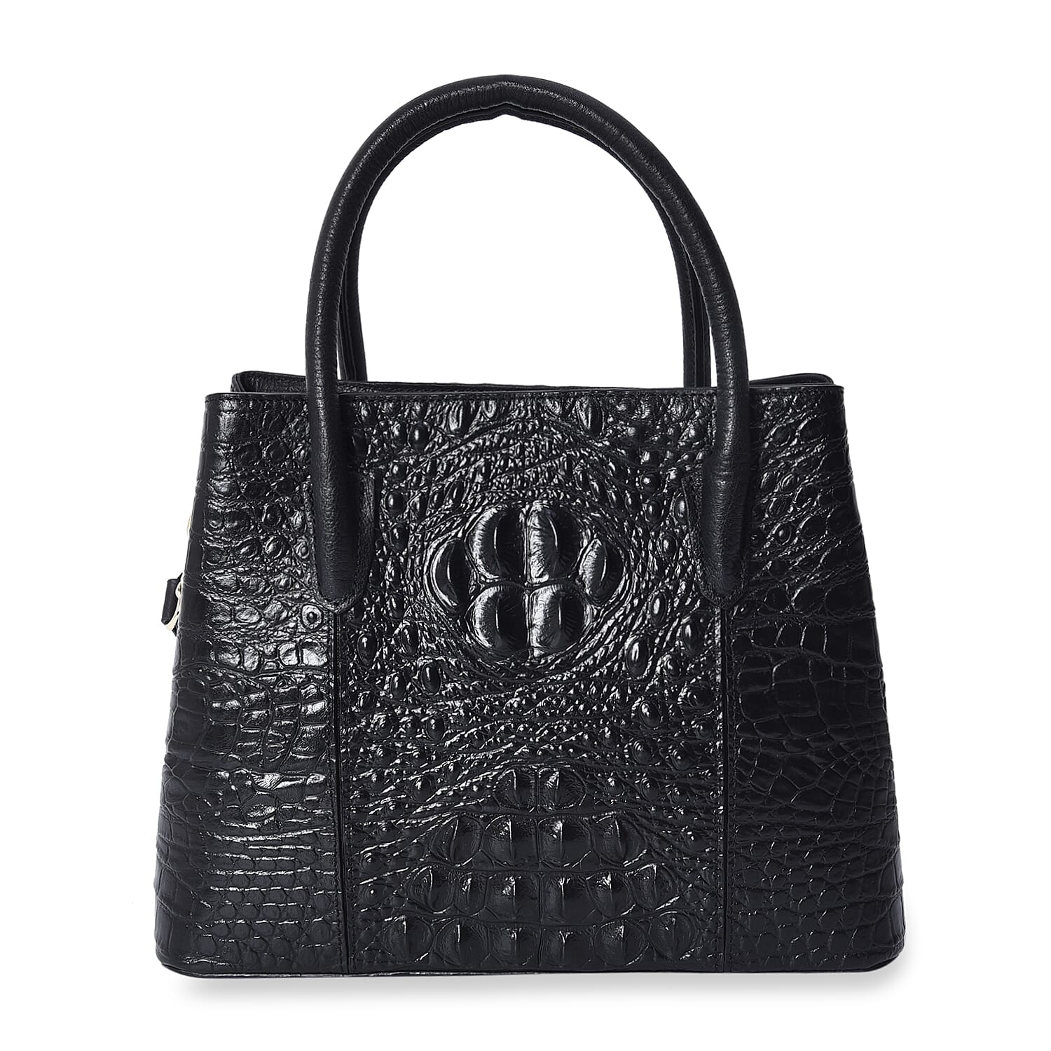 100% Genuine Leather Croc Embossed Tote Bag (Size 29x12x22.5 Cm)  - Black and Red