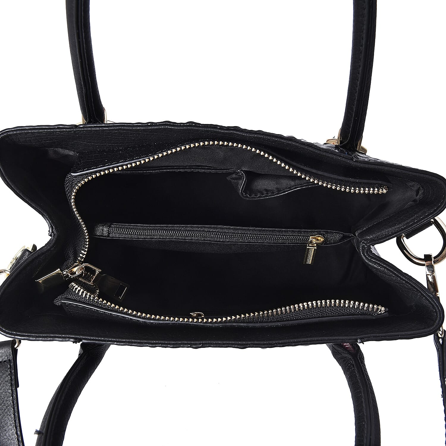 100% Genuine Leather Croc Embossed Tote Bag (Size 29x12x22.5 Cm)  - Black and Red