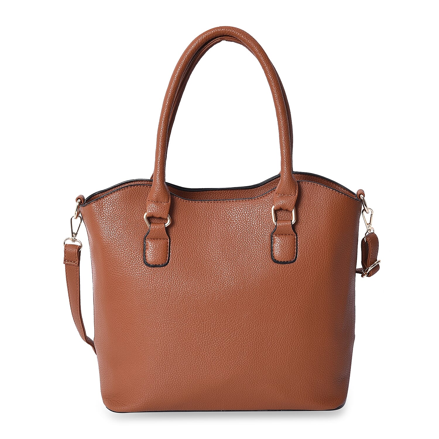 Set of 2 - Tan Colour Tote Bag with Detachable Shoulder Strap and Zipper Closure