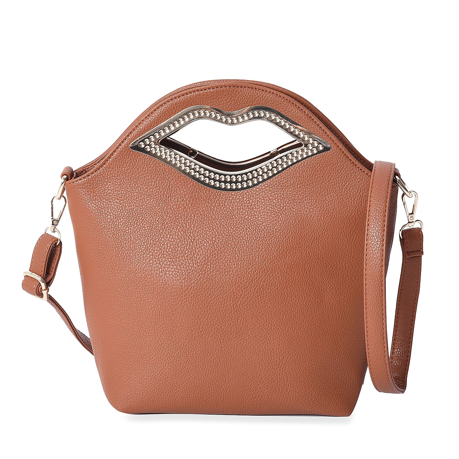 Set of 2 - Tan Colour Tote Bag with Detachable Shoulder Strap and Zipper Closure