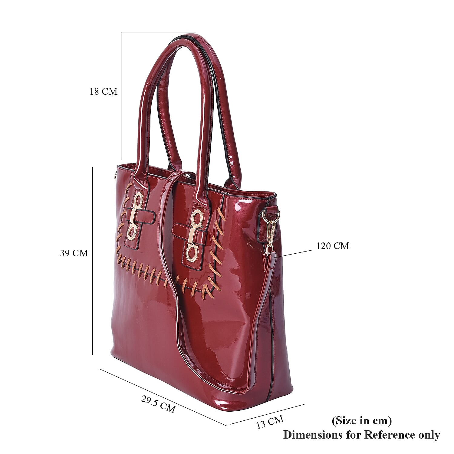 Wine Colour Tote Bag with Detachable Shoulder Strap and External Zipper Pocket (Size 39x29.5x13 Cm)