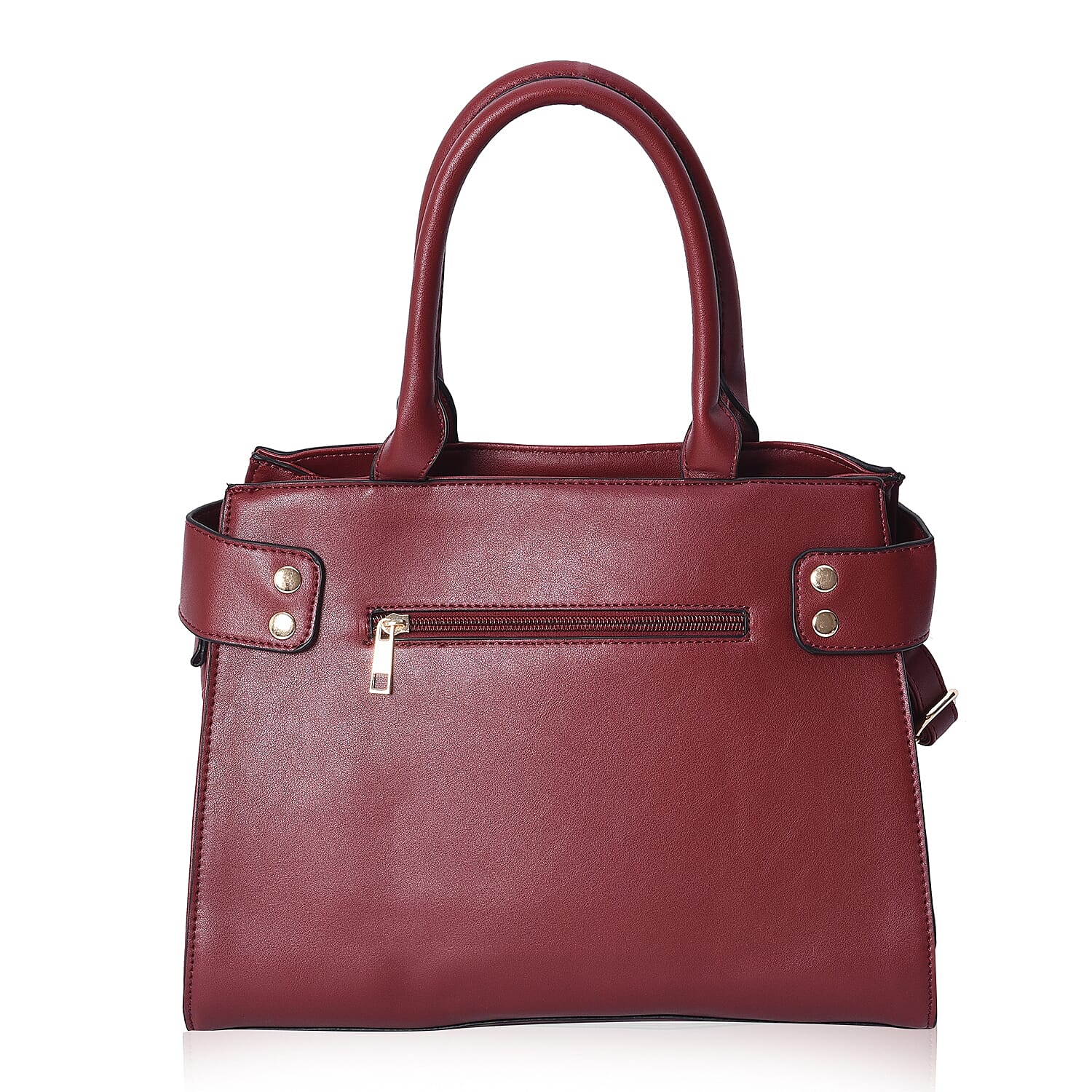 Belt Shaped Design Shoulder Bag with Detachable Shoulder Strap and Zipper Closure (Size 33.5x15x11 Cm) - Burgundy