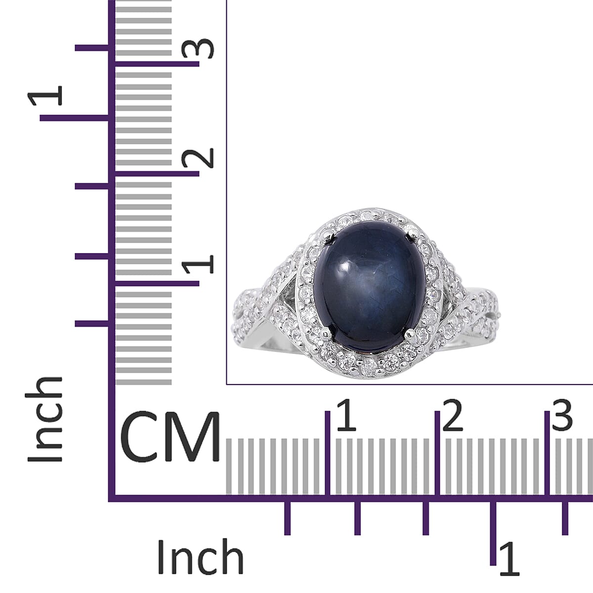Star Sapphire (Ovl 12x10 mm), Natural White Cambodian Zircon Ring in Rhodium Overlay Sterling Silver 8.71 Ct.