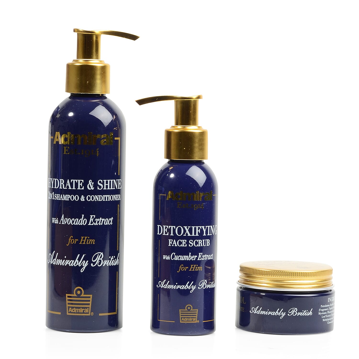 Admiral Daily Essentials Trio (Incl. Shampoo & Conditioner - 200ml,  Face Scrub - 100ML & Moulding Clay - 50ML)