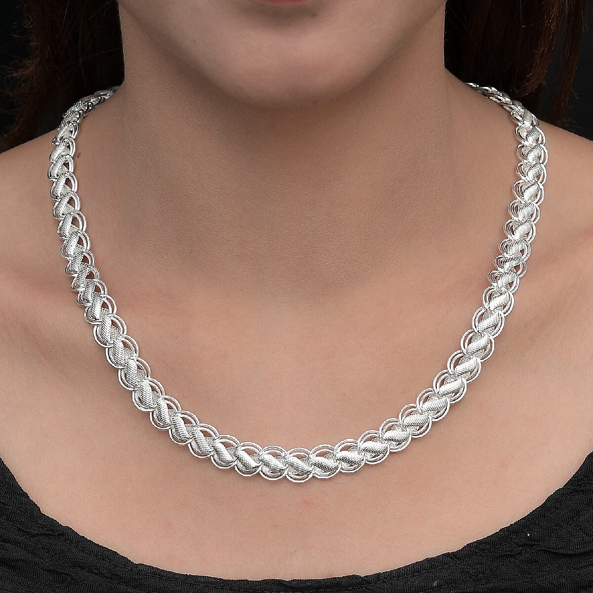 Close Out Deal- Fancy Link Sterling Silver Necklace (Size 20 with 1.5 Inch Extender), Silver wt 38.42 Gms