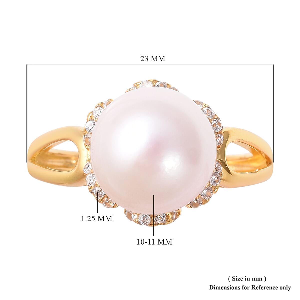 Edison Pearl (Rnd), Natural White Cambodian Zircon Ring in Yellow Gold Overlay Sterling Silver