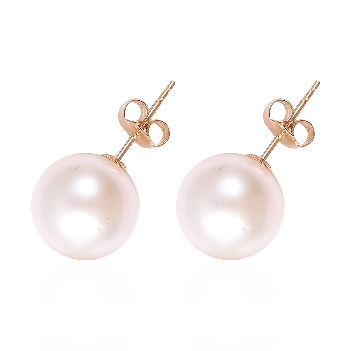 ILIANA 18K Yellow Gold AAAA Edison Pearl (Rnd 11-12 mm) Stud Earrings (with Push Back)