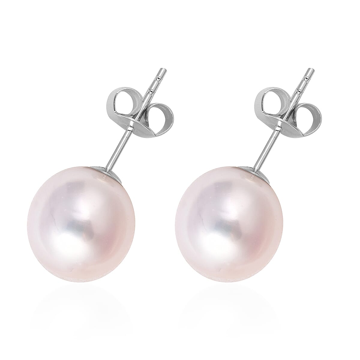 ILIANA 18K White Gold AAAA Anhui Pearl Stud Earrings (with Push Back)