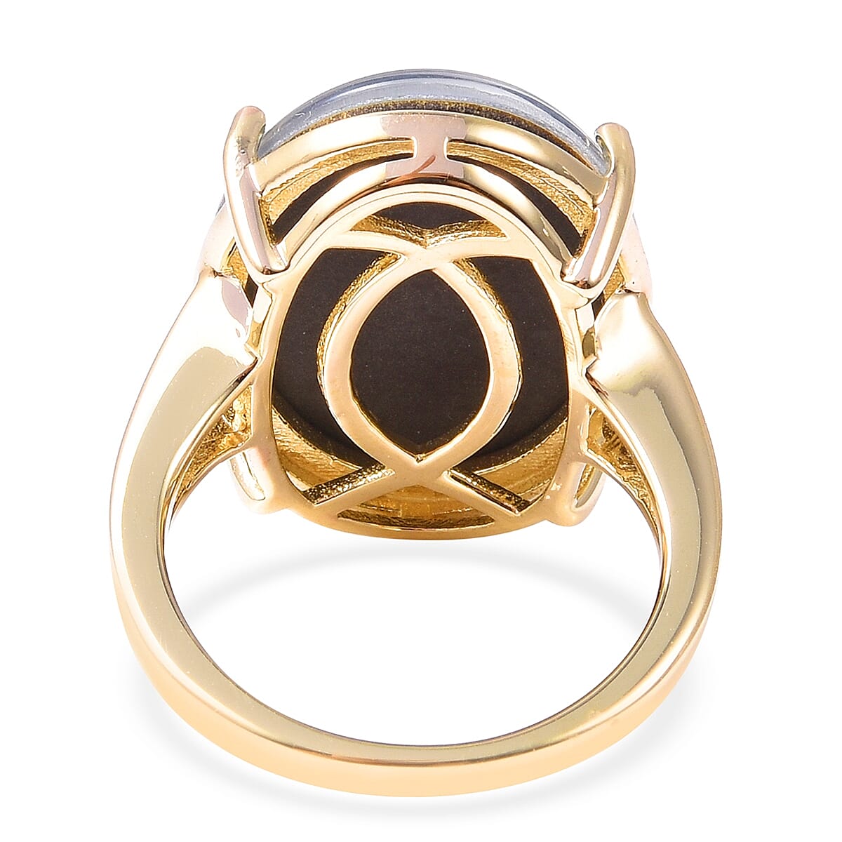 9K Yellow Gold Australian Boulder Opal (Ovl 20x15 mm) Solitaire Ring Gold wt 4.40 Gms.