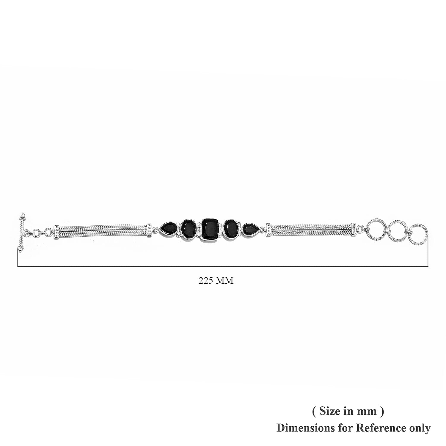 Elite Shungite (Cush 11x9 mm) Bracelet (Size 7.5 to 8.5) in Sterling Silver 7.25 Ct. Silver wt. 13.00 Gms