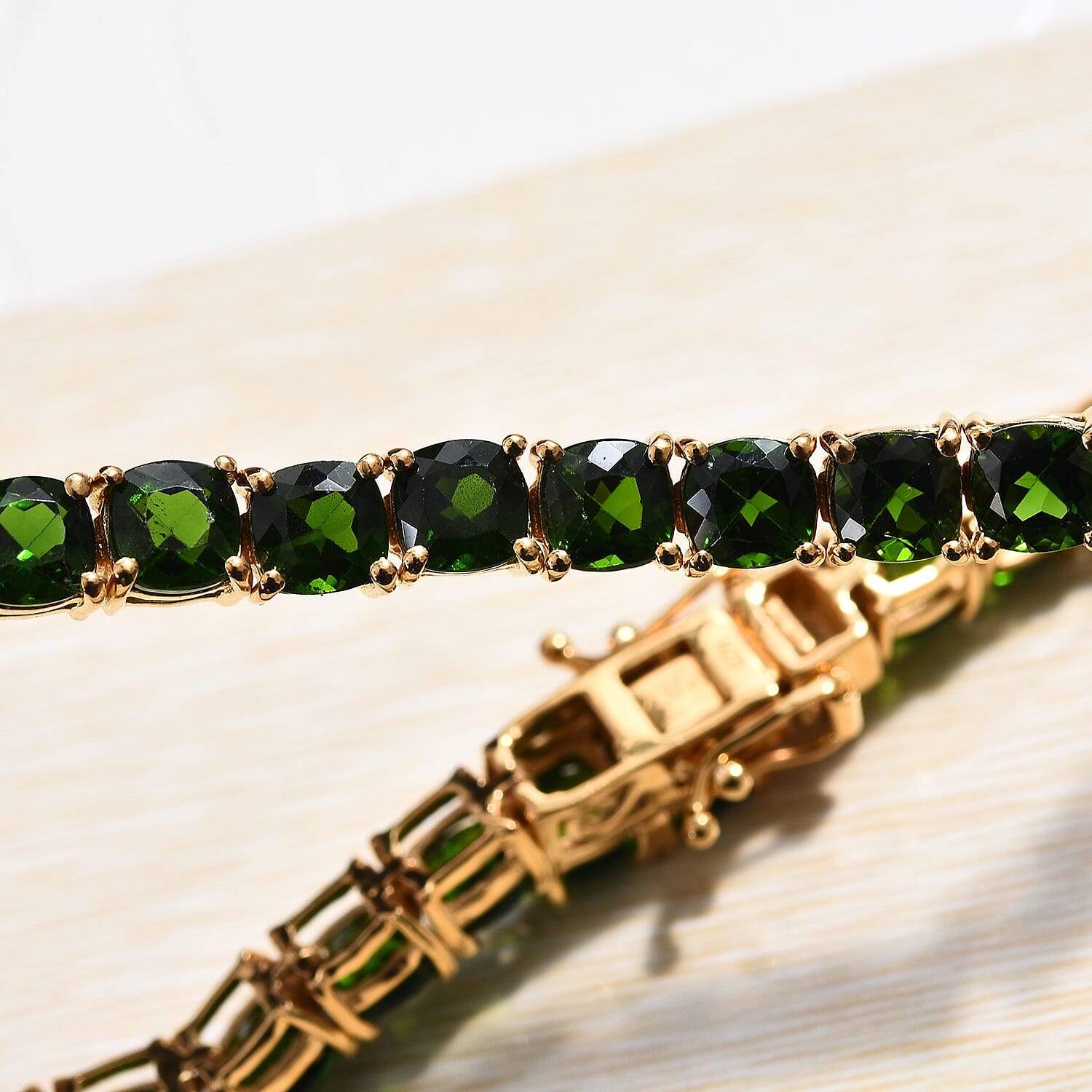 Chrome Diopside (Cush) Tennis Bracelet (Size 7.5) in 14K Gold Overlay Sterling Silver 19.75 Ct, Silver wt 10.00 Gms