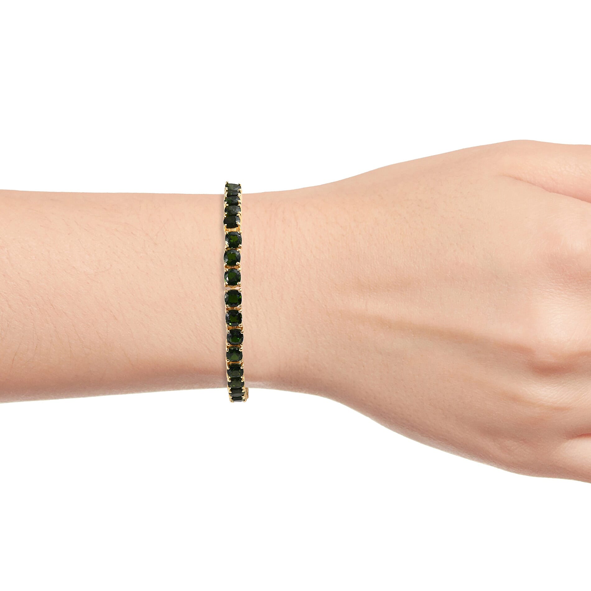 Chrome Diopside (Cush) Tennis Bracelet (Size 7.5) in 14K Gold Overlay Sterling Silver 19.75 Ct, Silver wt 10.00 Gms