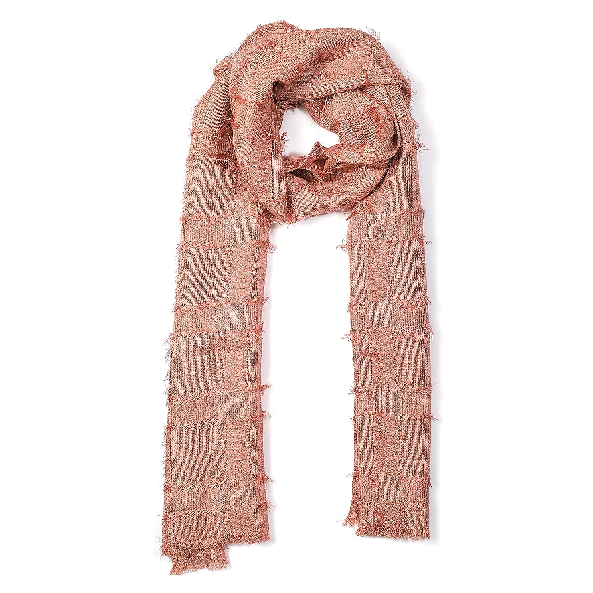 Close Out Deal- Metallic Fibre Scarf (Size 50x165 Cm) - Dusty Pink