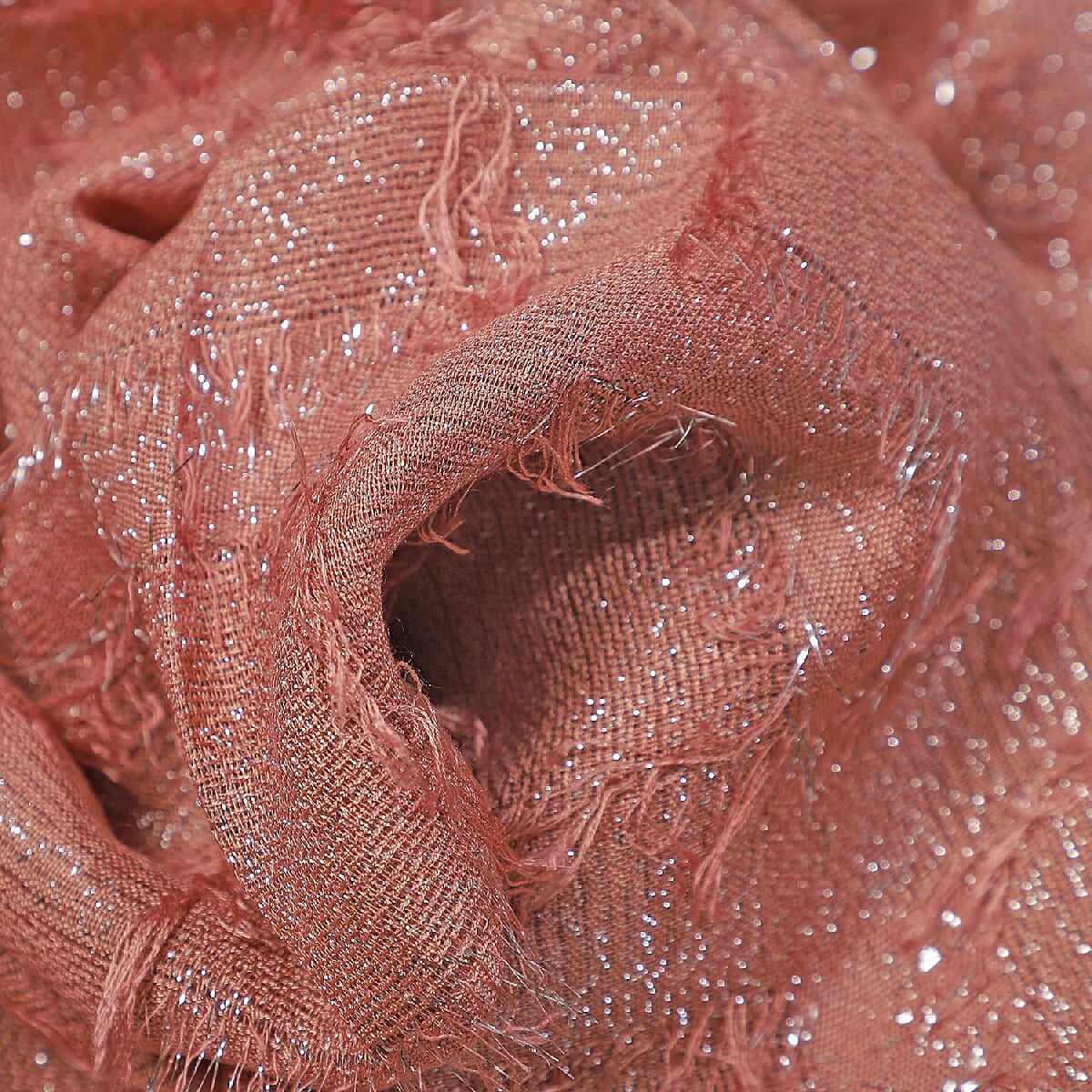 Close Out Deal- Metallic Fibre Scarf (Size 50x165 Cm) - Dusty Pink