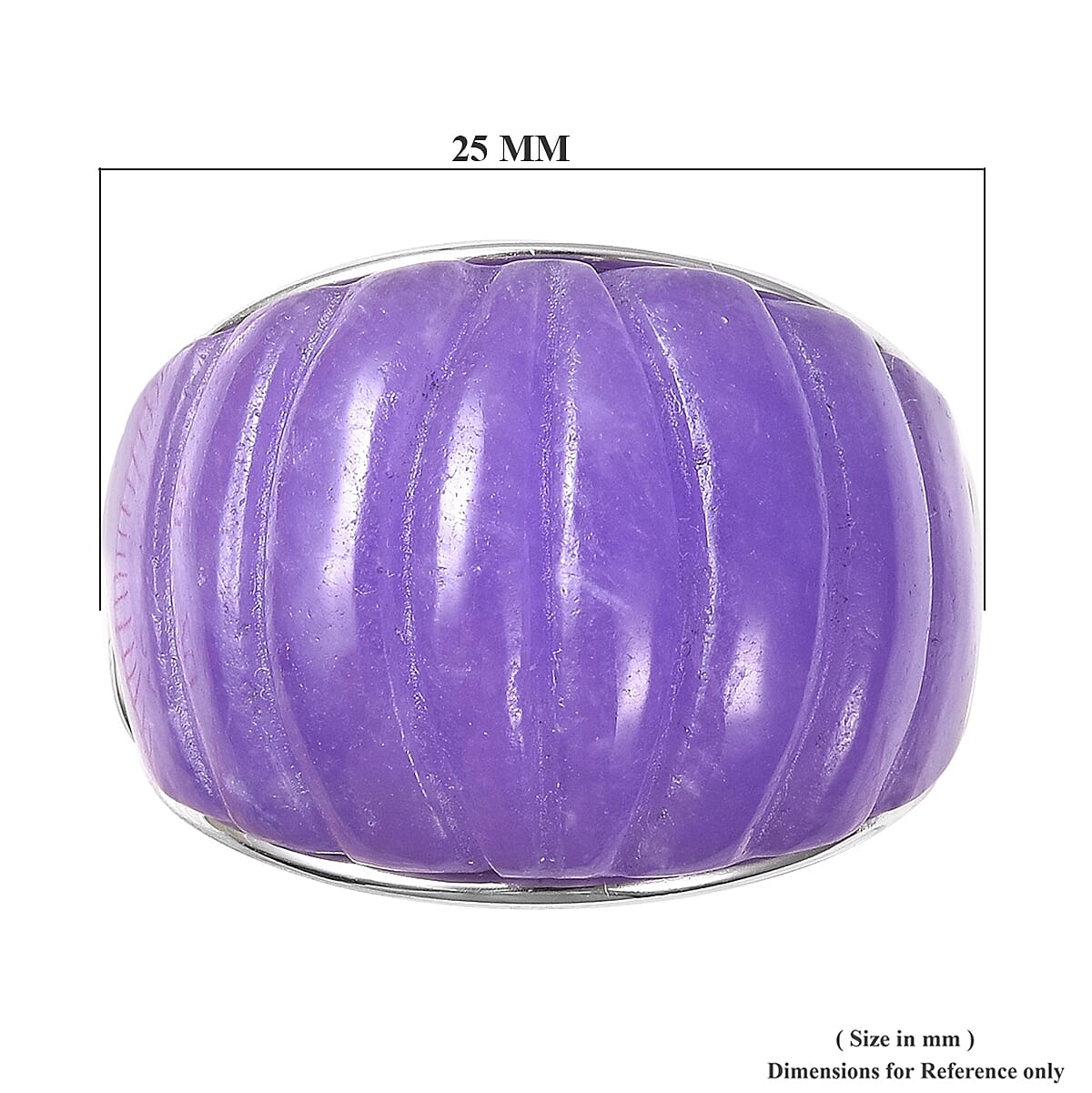 Carved Purple Jade Ring in Rhodium Overlay Sterling Silver 28.75 Ct.