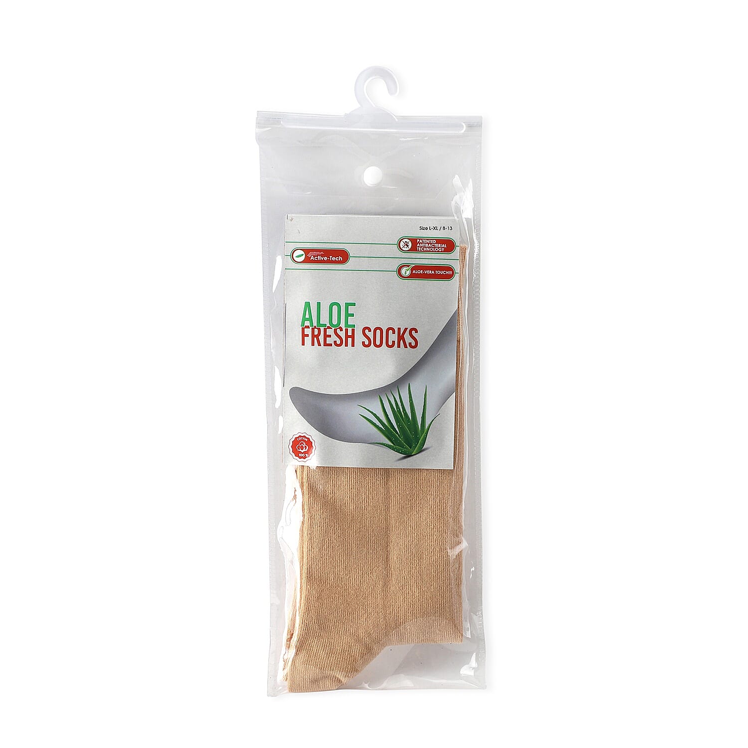 100% Cotton Aloe Vera Fresh Socks (Size 8-13) -Beige