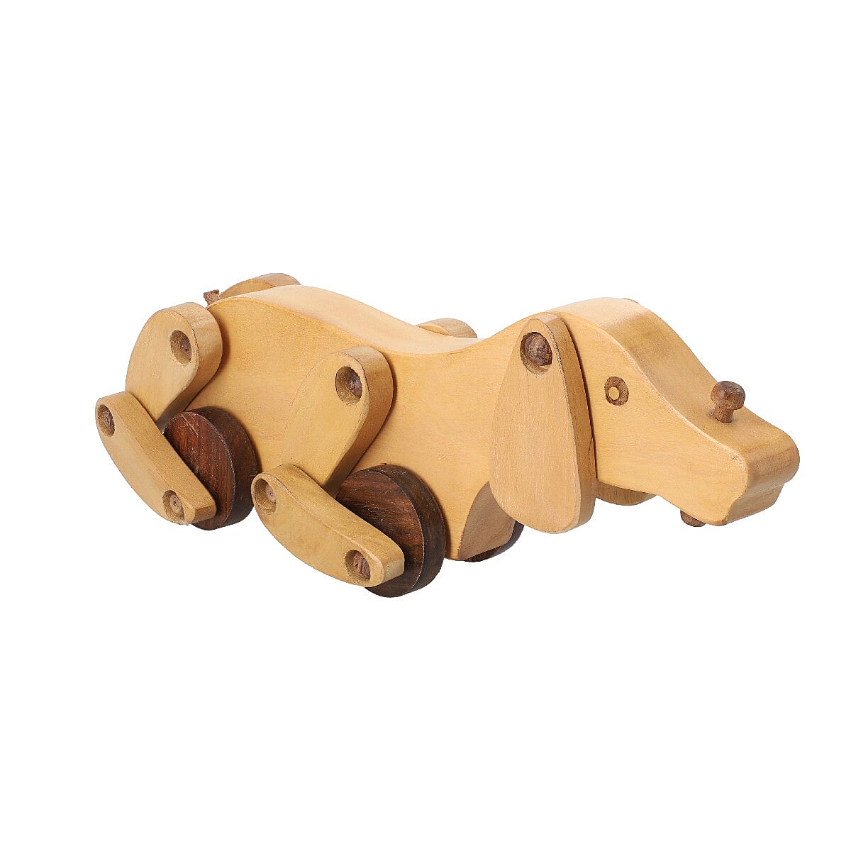 Handcrafted Wooden Dog Toy with Wheels (Size 31X10 CM)