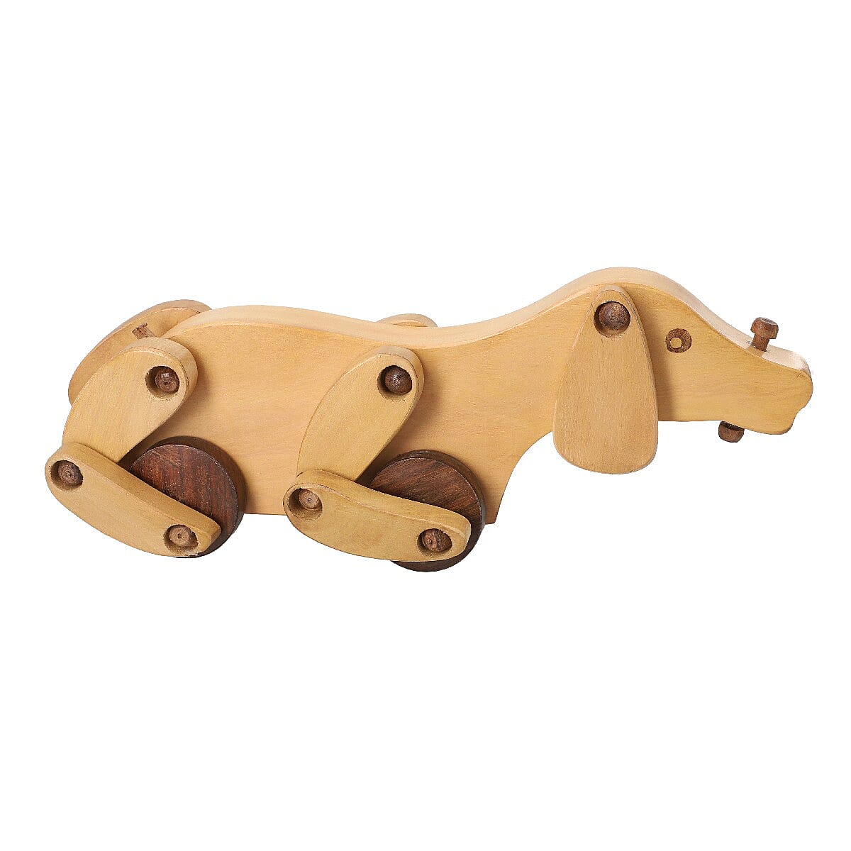 Handcrafted Wooden Dog Toy with Wheels (Size 31X10 CM)