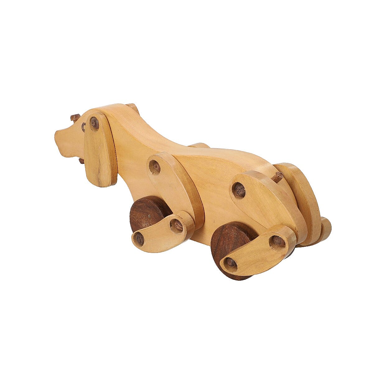 Handcrafted Wooden Dog Toy with Wheels (Size 31X10 CM)
