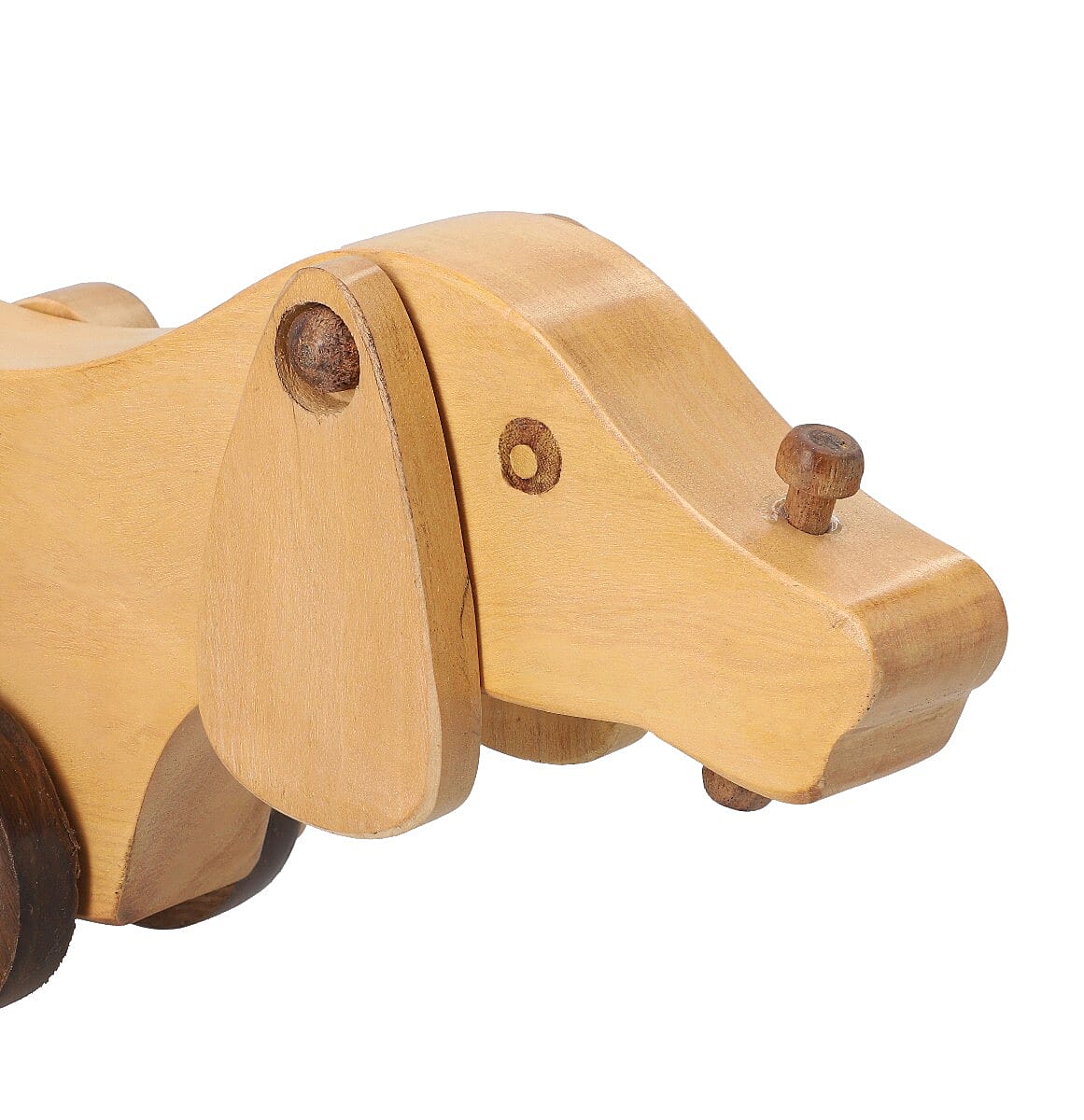 Handcrafted Wooden Dog Toy with Wheels (Size 31X10 CM)