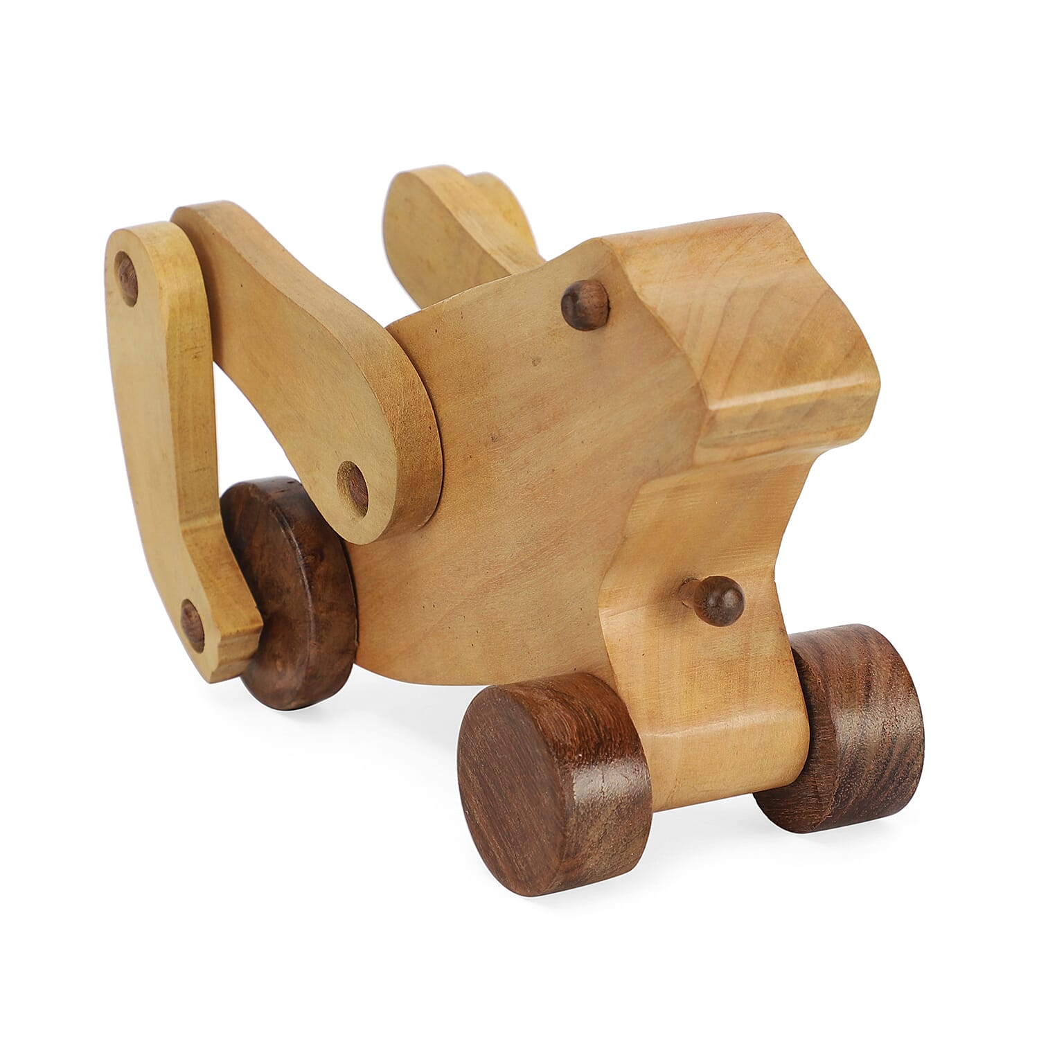 Handcrafted Wooden Frog Toy with Wheels (Size 19x12.5x7.5 Cm)
