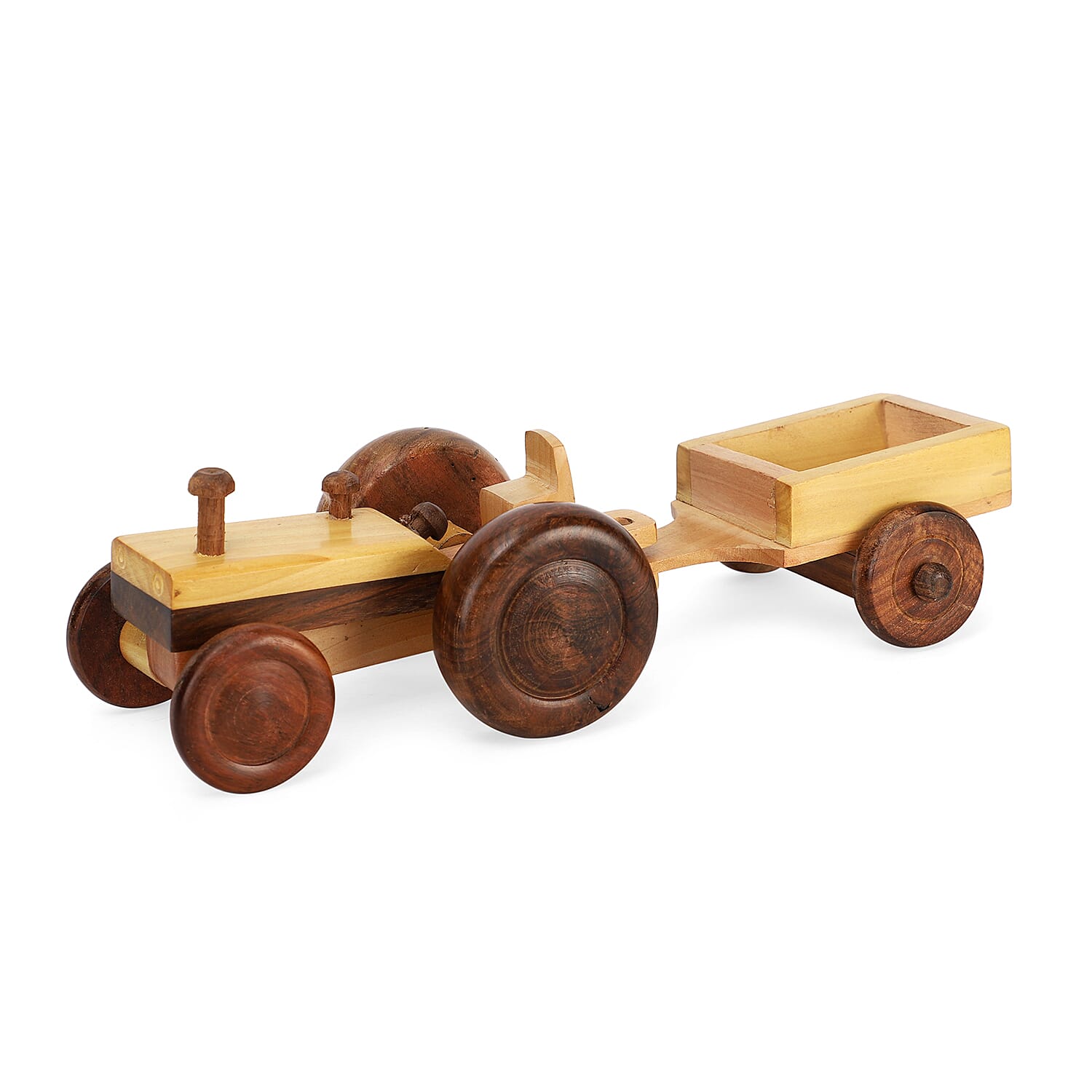 Handcrafted Wooden Tractor Toy with Wheels (Size 30.5x11x7.5 Cm)