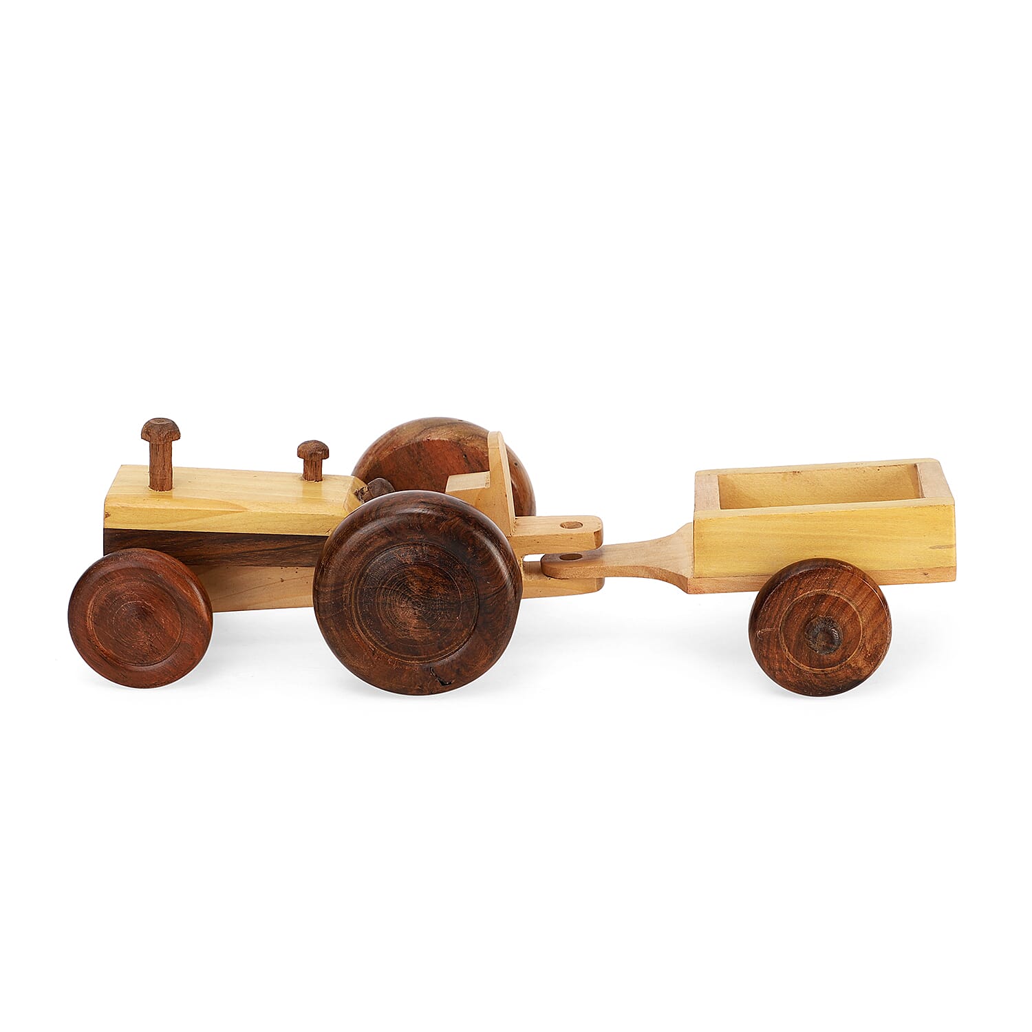 Handcrafted Wooden Tractor Toy with Wheels (Size 30.5x11x7.5 Cm)