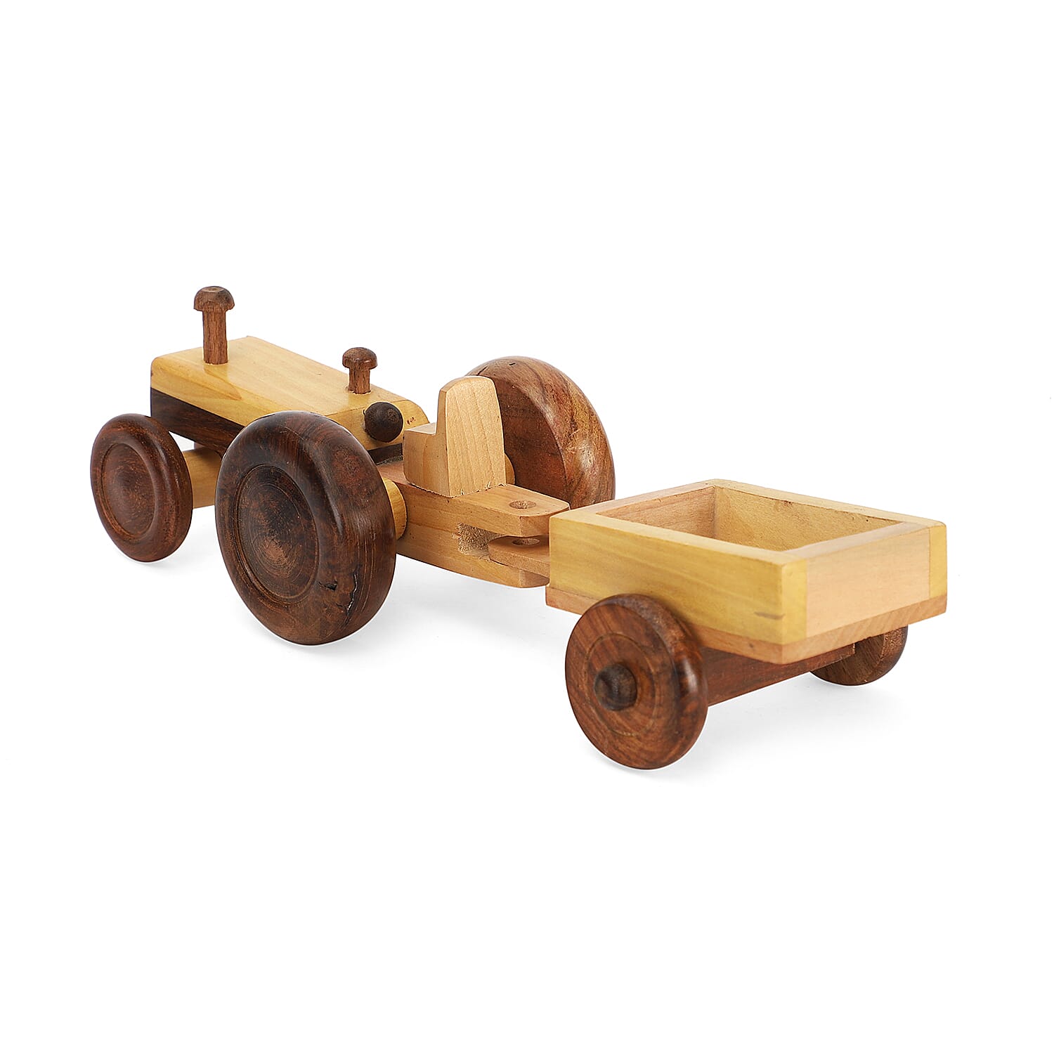 Handcrafted Wooden Tractor Toy with Wheels (Size 30.5x11x7.5 Cm)