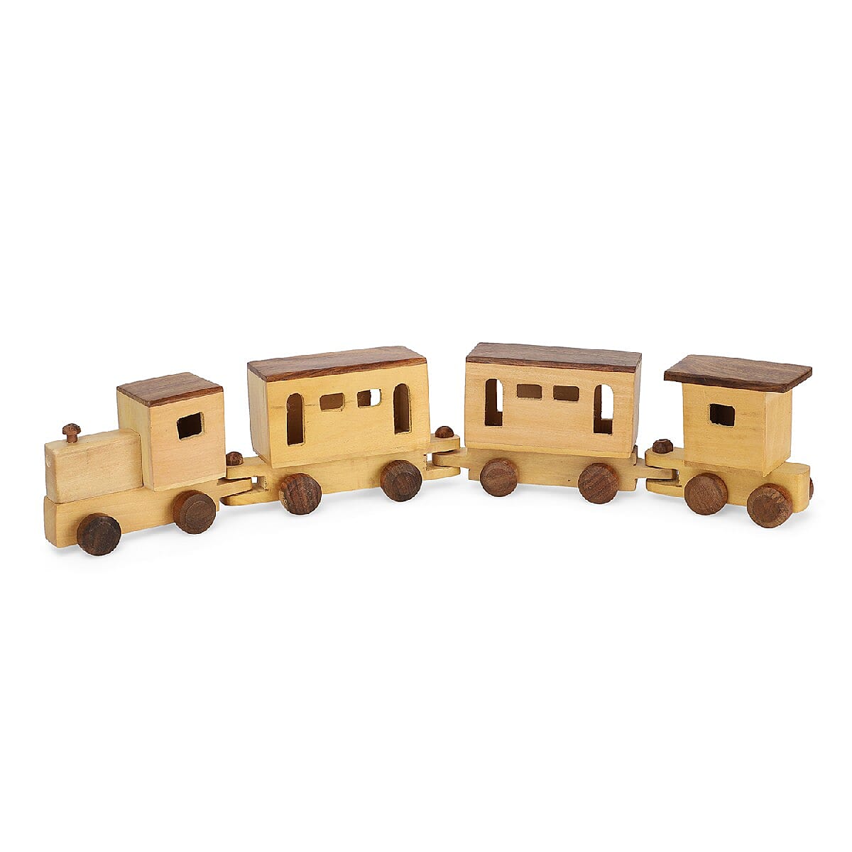 Handmade Wooden Train Toy with 4 Compartments ( 47X9 CM)