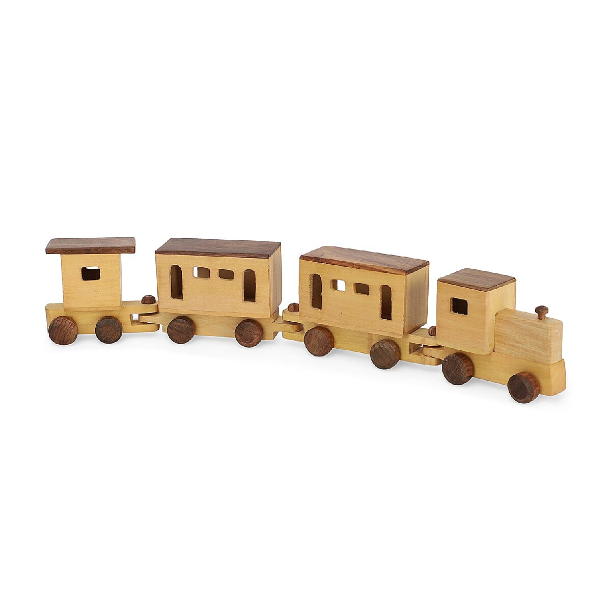 Handmade Wooden Train Toy with 4 Compartments ( 47X9 CM)