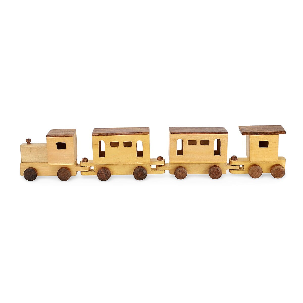 Handmade Wooden Train Toy with 4 Compartments ( 47X9 CM)