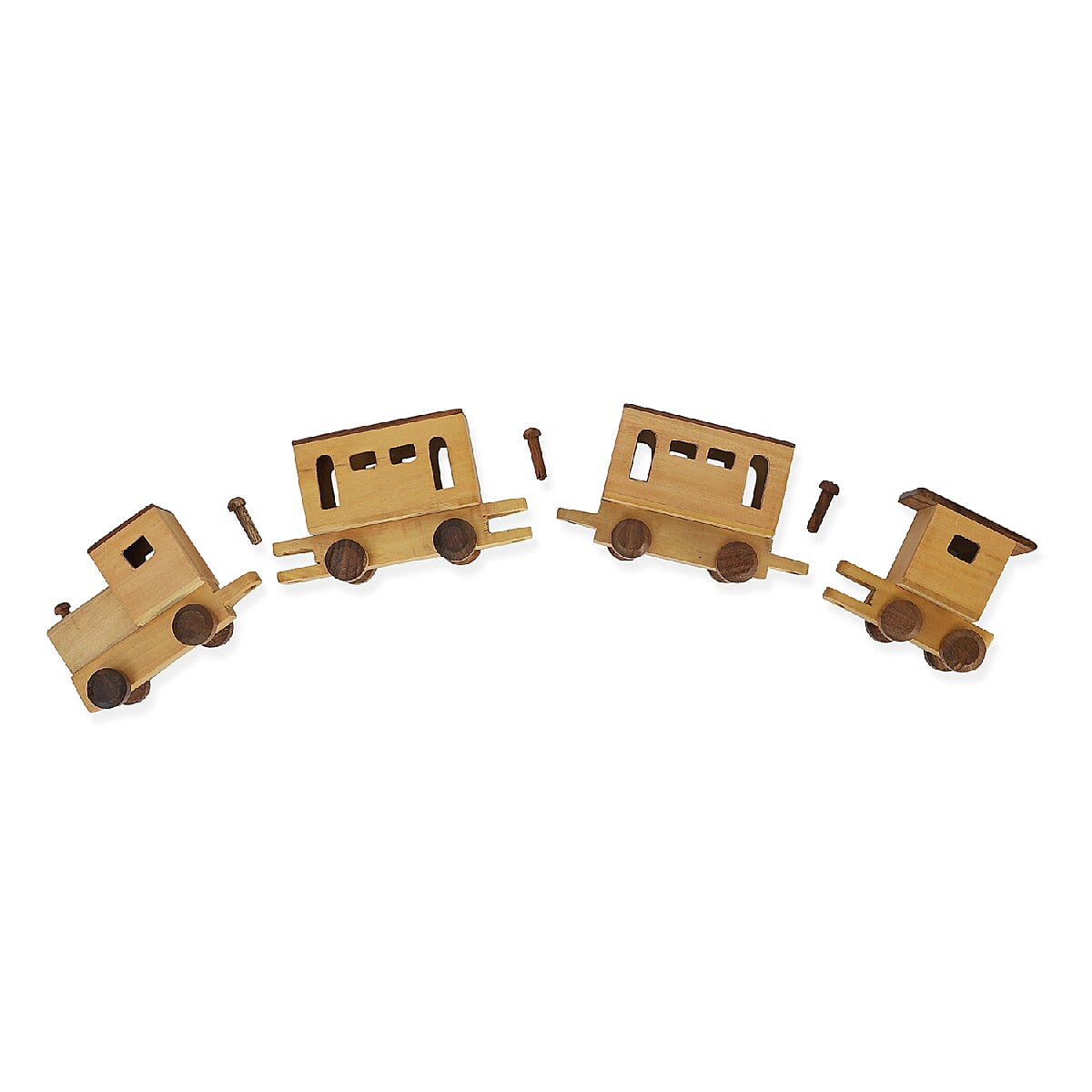 Handmade Wooden Train Toy with 4 Compartments ( 47X9 CM)