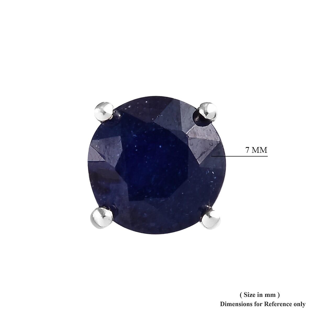 Kanchanaburi Blue Sapphire (Rnd) Stud Earrings (with Push Back) in Platinum Overlay Sterling Silver 4.000 Ct.