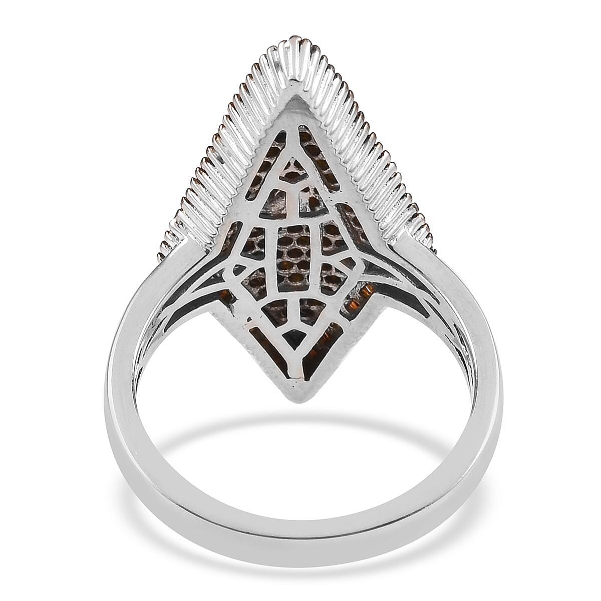 Red Diamond Cluster Ring in Platinum Overlay Sterling Silver 1.00 Ct