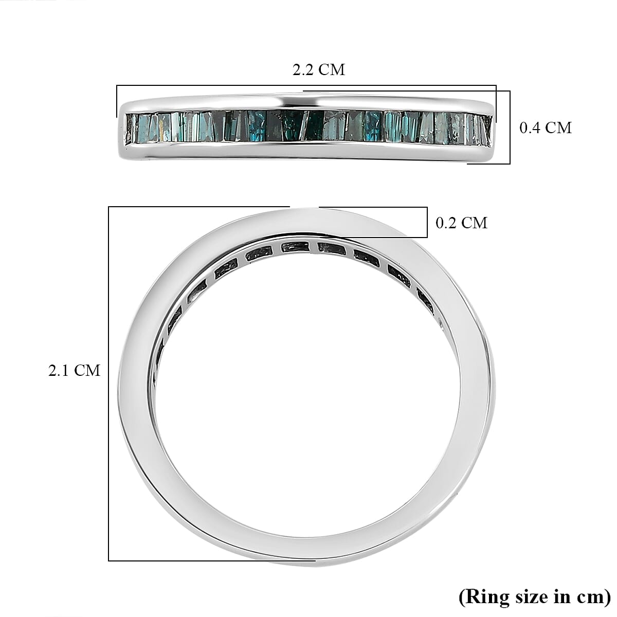 MidNight Mega Deal- Blue Diamond (Bgt) Half Eternity Band Ring in Platinum Overlay Sterling Silver 0.50 Ct