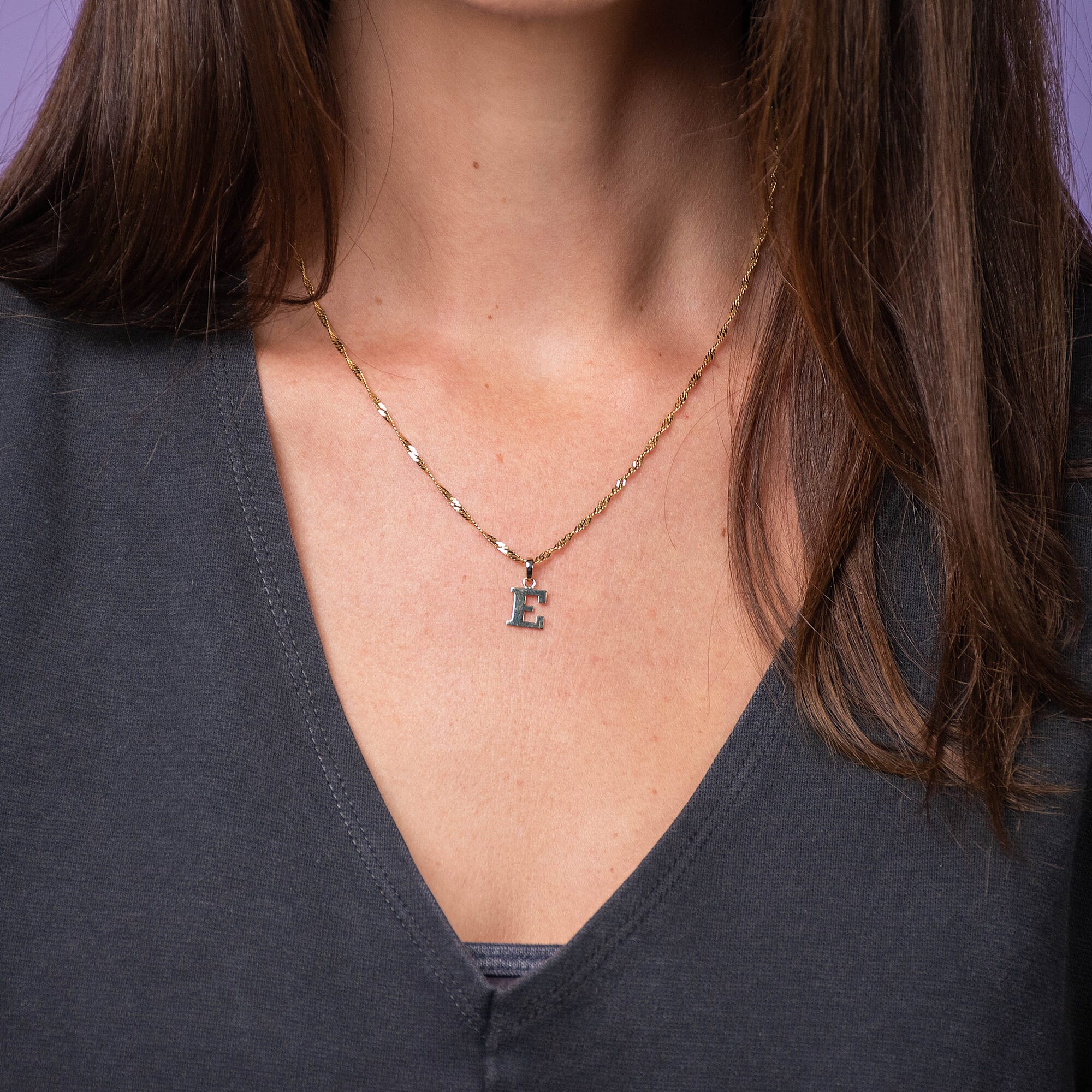 9K Yellow Gold Initial E Pendant