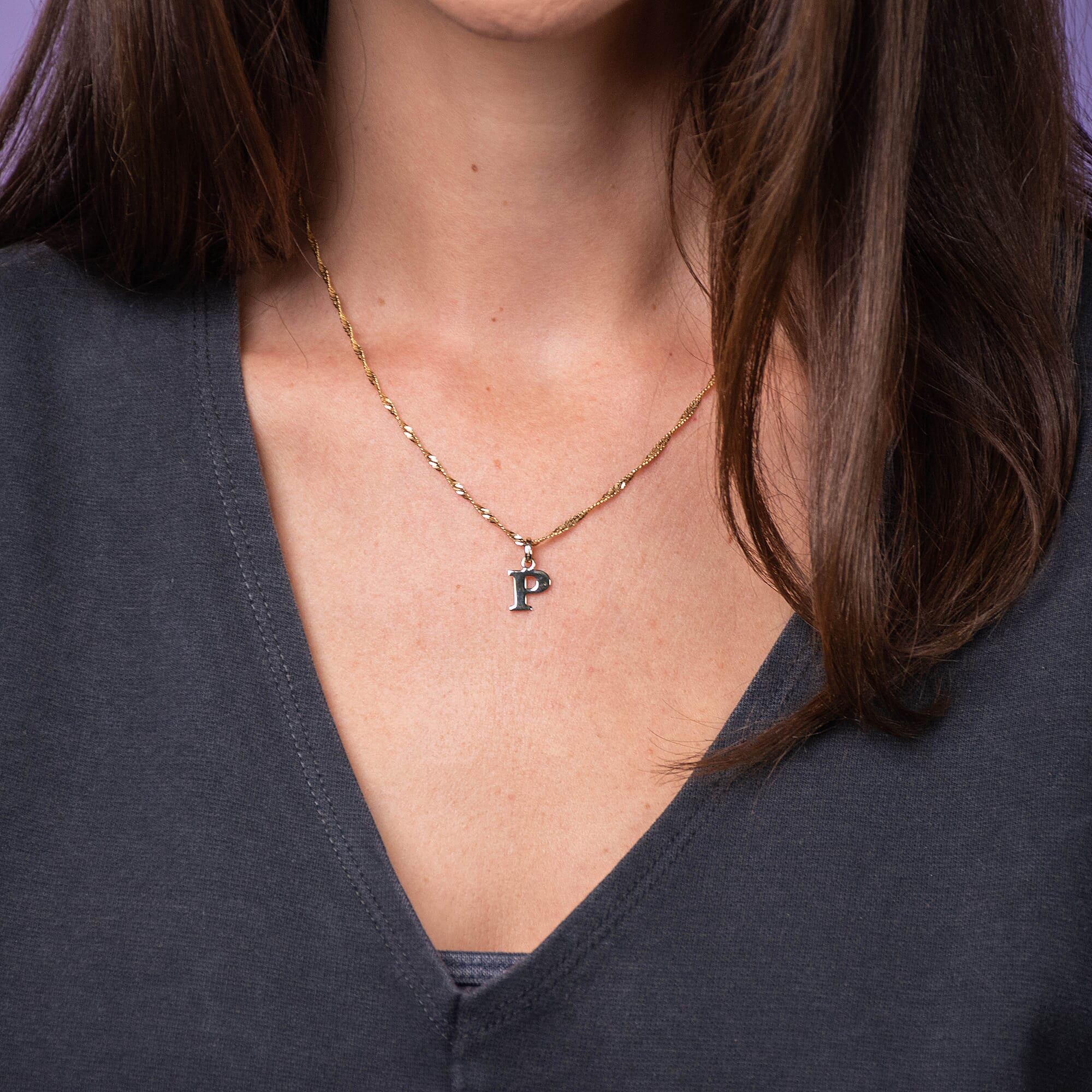 9K Yellow Gold Initial P Pendant