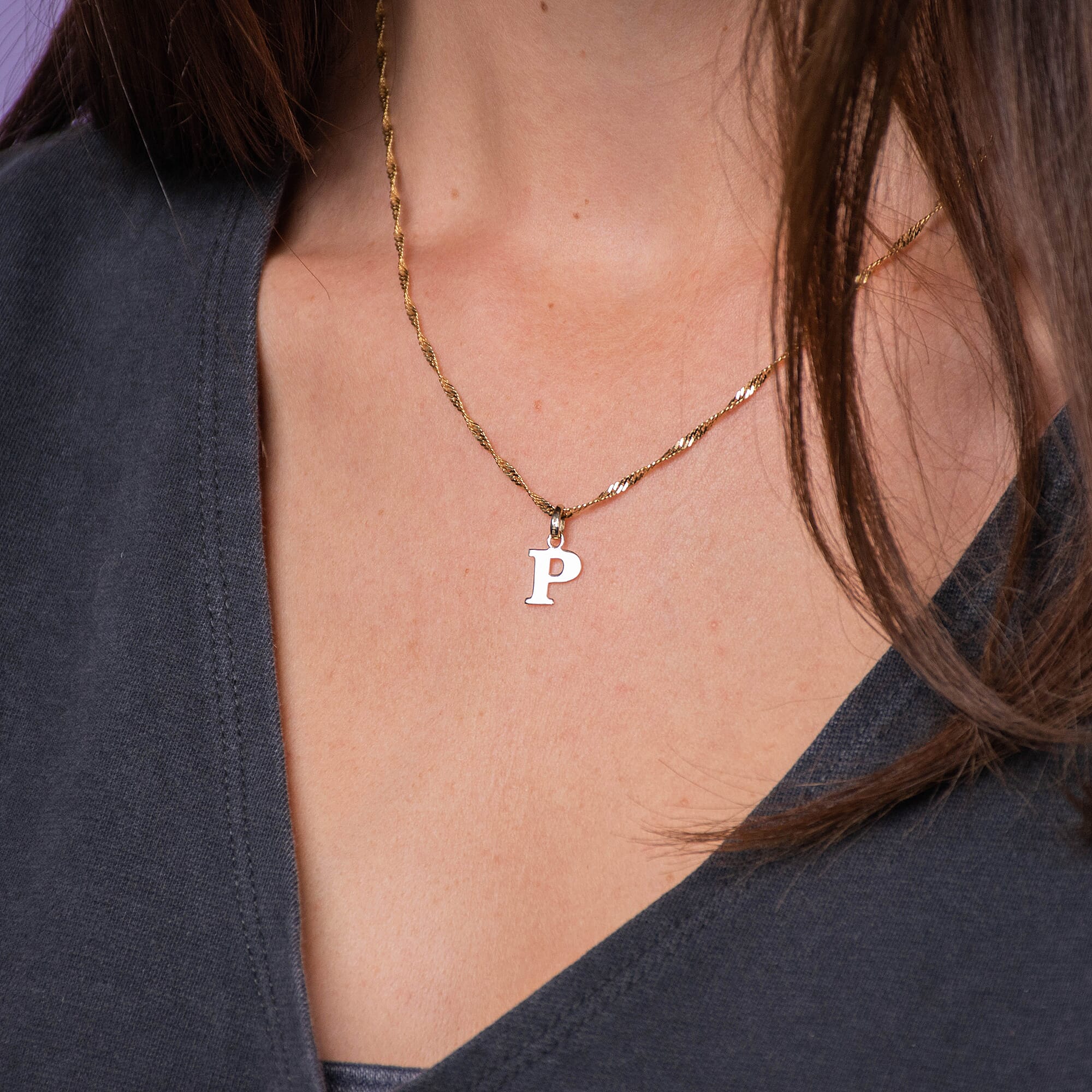 9K Yellow Gold Initial P Pendant
