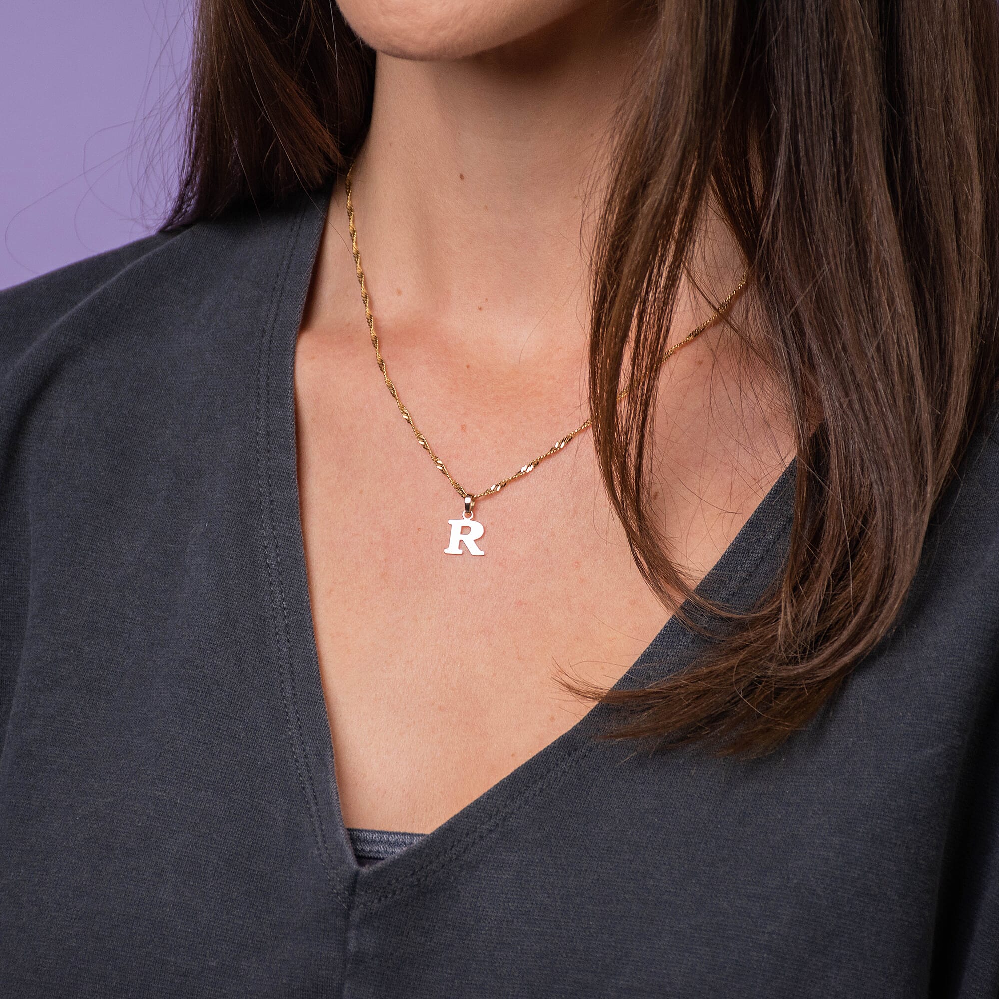 9K Yellow Gold Initial R Pendant