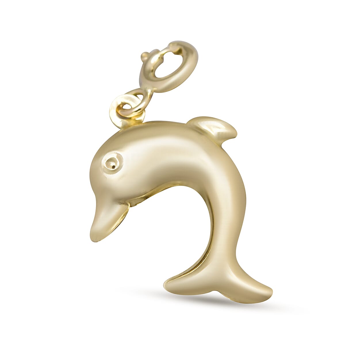 9K Yellow Gold Dolphin Spring Ring Charm Pendant