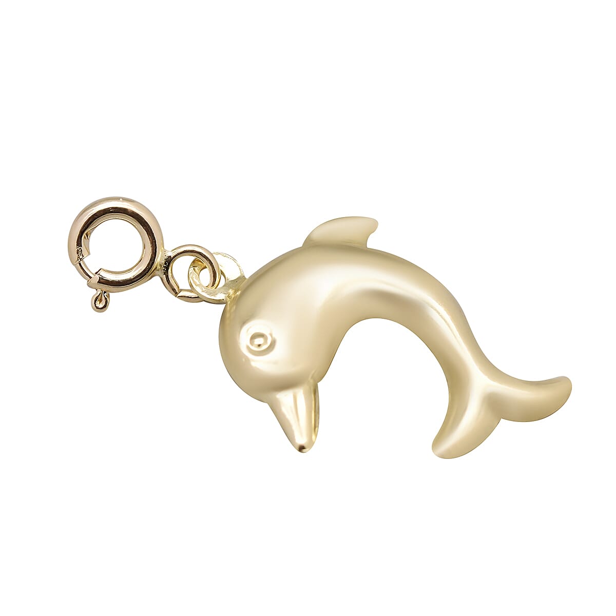 9K Yellow Gold Dolphin Spring Ring Charm Pendant
