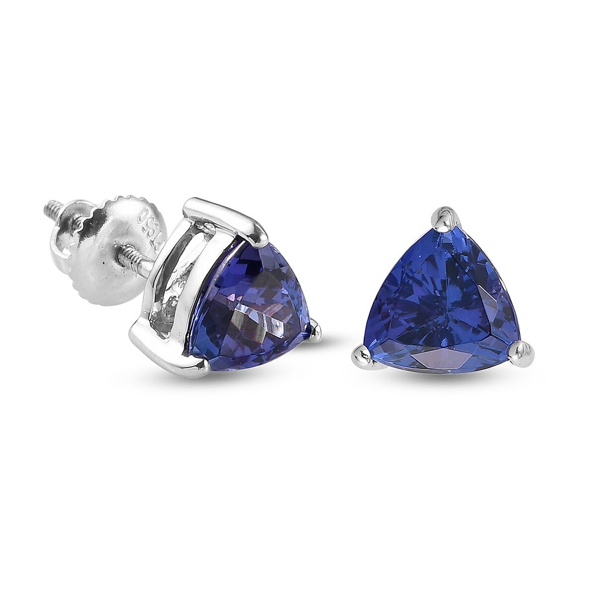 RHAPSODY 950 Platinum AAAA Tanzanite (Trl) Stud Earrings (with Screw Back) 2.68 Ct, Platinum Wt 2.80 Gms