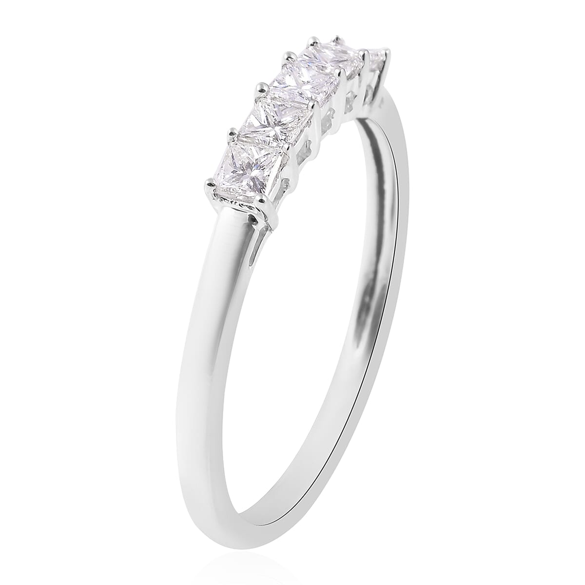 RHAPSODY 950 Platinum IGI Certified Diamond (Sqr) ( VS-E-F) Five Stone Ring 0.50 Ct.