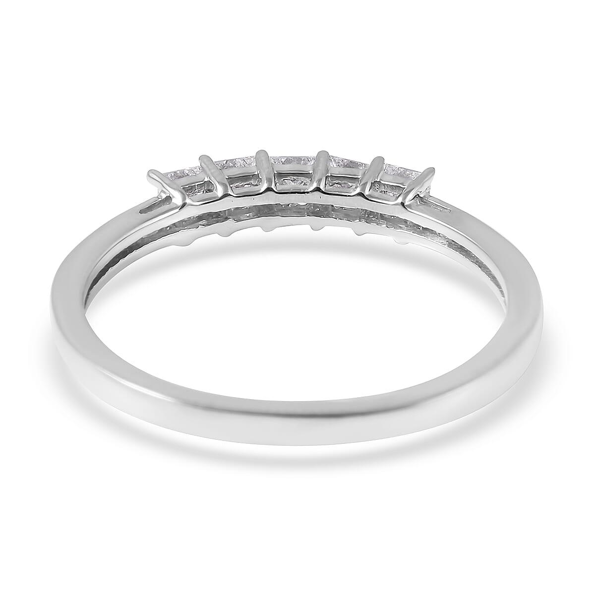 RHAPSODY 950 Platinum IGI Certified Diamond (Sqr) ( VS-E-F) Five Stone Ring 0.50 Ct.